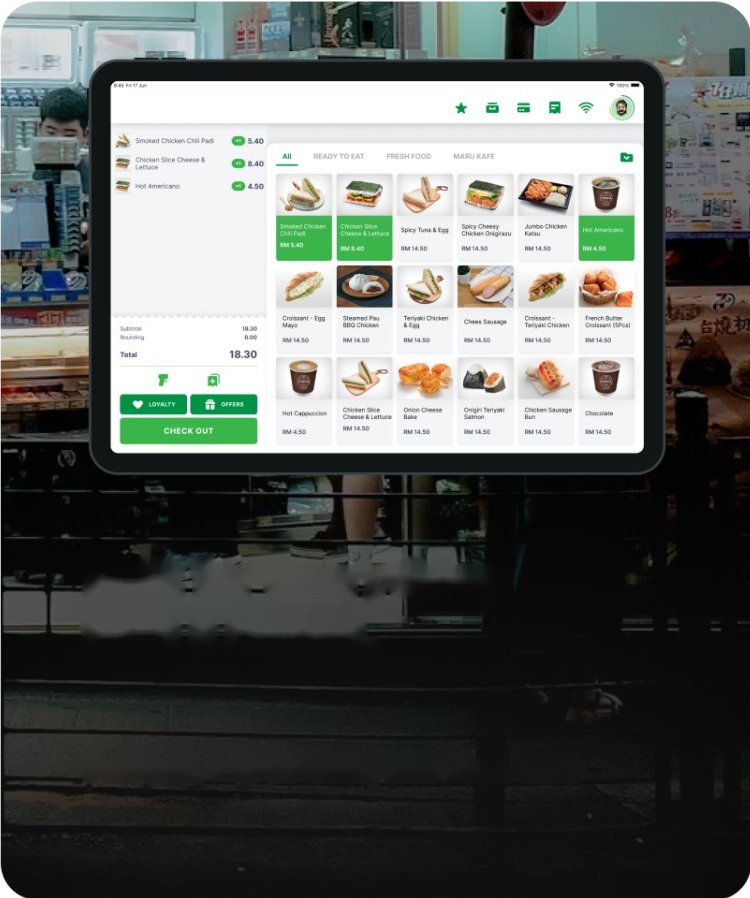 Food and beverage menu on the POS